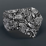 Elegant White & Black Floral Paisley Pattern Tie<br><div class="desc">Elegant white vintage floral damasks pattern over black changeable background colour. Adjustable size of the print and background colour. If you need any help customising any of my designs,  contact ArtOnWear designer. Free text formatting with live help available by request.</div>