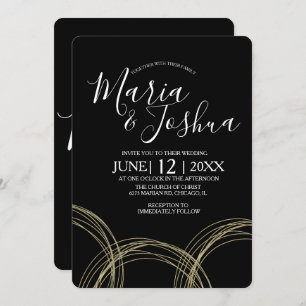 Elegant White Black Foil Ring Wedding Suite Invitation
