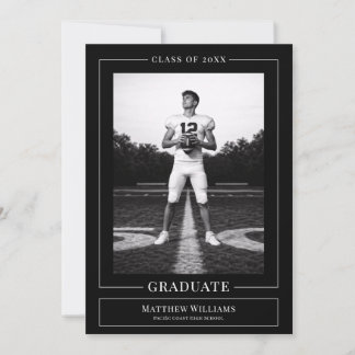 Elegant White & Black Graduate Announcement