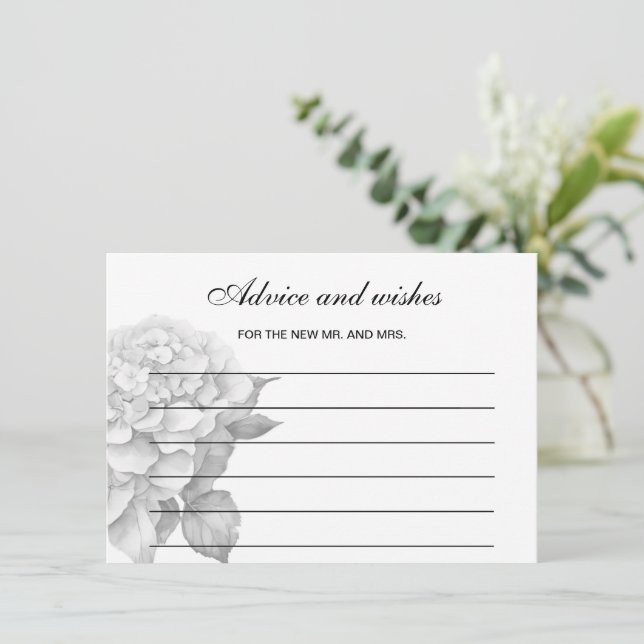 Elegant white black grey watercolor floral  card (Standing Front)