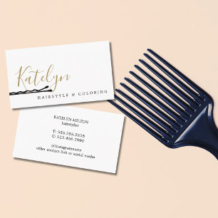 Elegant White Black Hair Pins Icon Hair Stylist Business Card