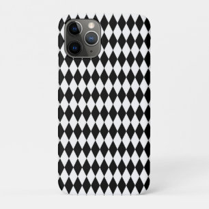 Elegant White Black Harlequin Geometric Rhombuses iPhone 11 Pro Case