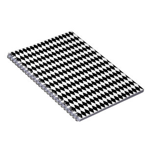 Elegant White Black Harlequin Geometric Rhombuses Notebook