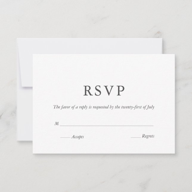 Elegant White Black Modern Monogram Painted RSVP (Front)