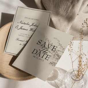 Elegant White Black Old Money Fancy Retro Wedding Save The Date