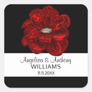 Elegant White,Black, Red Rose Flower Wedding Seals