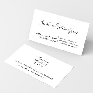 Elegant White Black Script Professional Business Card