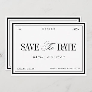 Elegant White & Black Vintage Retro Wedding Save The Date