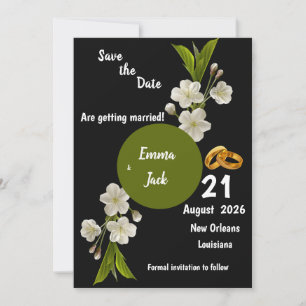 Elegant White Blossom Branch Save the Date Floral