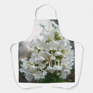 Elegant White Blossom Floral Apron for Cooking and