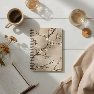 Elegant White Blossom Minimal Branch Notebook