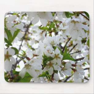 Elegant White Blossom white flowering tree Mouse Mat