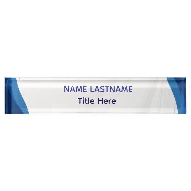 Elegant white & Blue custom name Desk Nameplate (Front)