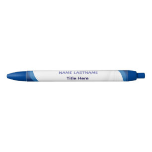 Elegant white & Blue custom name Desk Nameplate Black Ink Pen