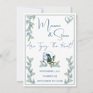 Elegant White, Blue, & Green Floral Save The Date  Invitation