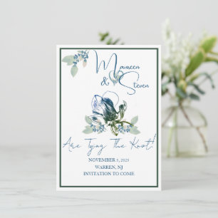Elegant White, Blue, & Green Orchid Save The Date Invitation