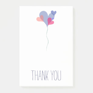Elegant white blue pink balloon hearts minimalist post-it notes
