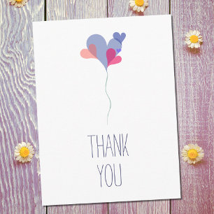 Elegant white blue pink balloon hearts minimalist postcard