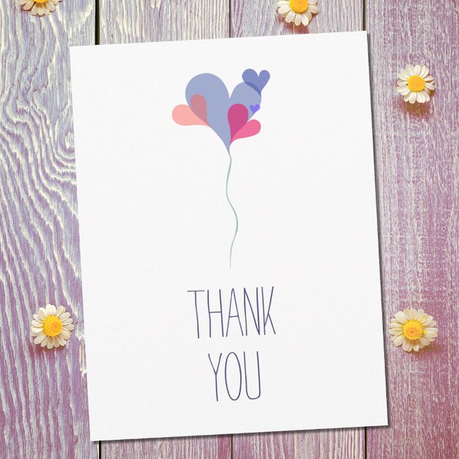 Elegant white blue pink balloon hearts minimalist postcard (Creator Uploaded)