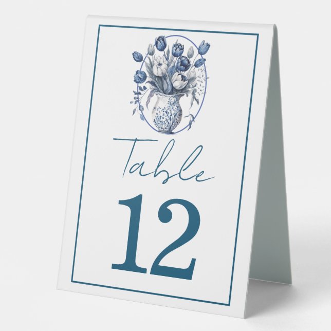 Elegant White & Blue Tulips in Vase Wedding (Front)