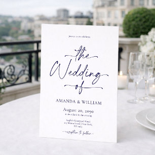 Elegant White & Blue Wedding Invitation