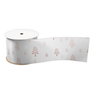 Elegant White Blush Pink Christmas Tree Satin Ribbon