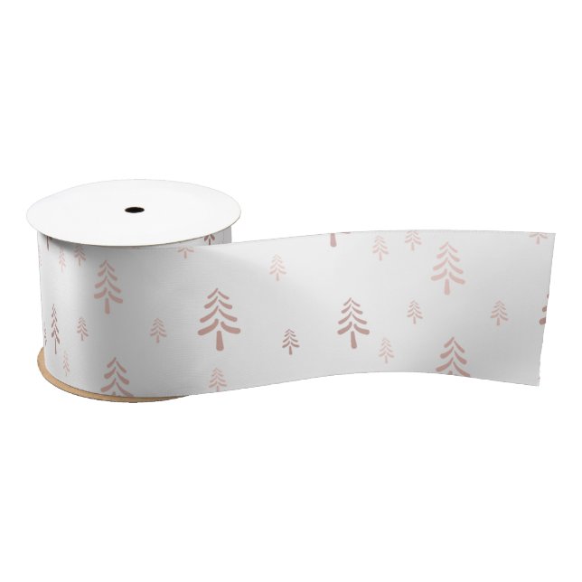 Elegant White Blush Pink Christmas Tree Satin Ribbon (Spool)