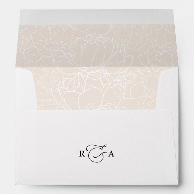 Elegant White & Blush Return Address Monogram Envelope (Back (Bottom))