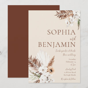 Elegant White Bohemian Flowers Wedding Invitation