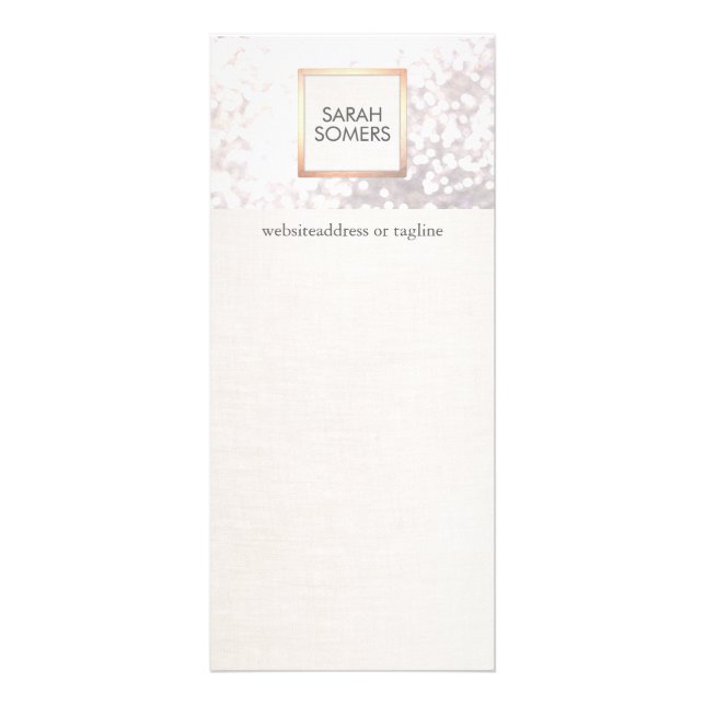 Elegant White Bokeh Glitter and FAUX Linen Rack Card (Front)