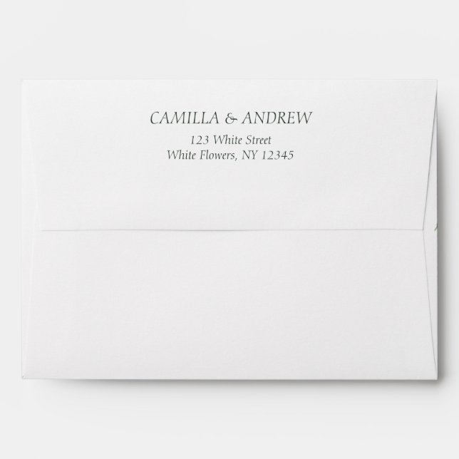 Elegant White Bouquet with Return Address 5*7 Envelope (Back (Top Flap))