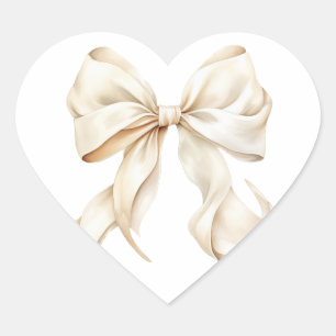 Elegant White Bow Baby Shower Heart Sticker