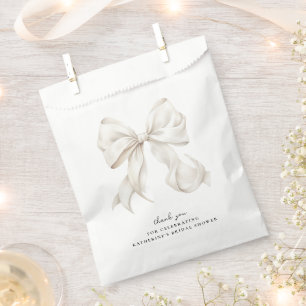 Elegant White Bow Bridal Shower Favour Bags