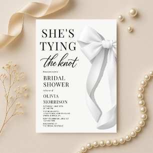 Elegant White Bow Bridal Shower Invitation