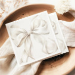 Elegant White Bow Bridal Shower Napkin<br><div class="desc">Simple white bow design napkins for bridal showers.</div>