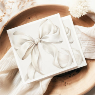 Elegant White Bow Bridal Shower Napkin