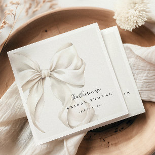 Elegant White Bow Bridal Shower Napkin