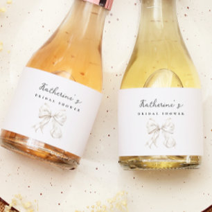 Elegant White Bow Bridal Shower Sparkling Wine Label