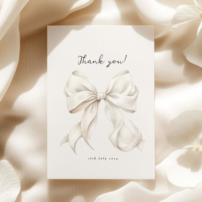 Elegant White Bow Bridal Shower Thank You Card (Creator Uploaded)