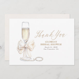 Elegant White Bow Prosecco Bridal Shower Thank You