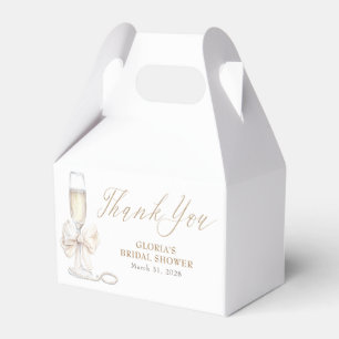 Elegant White Bow Prosecco Bridal Shower Thank You Favour Box