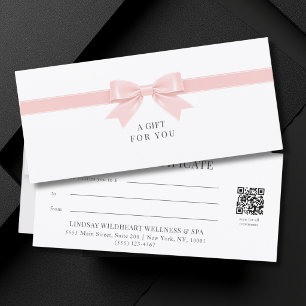 Elegant White Bow QR Code Gift Certificate