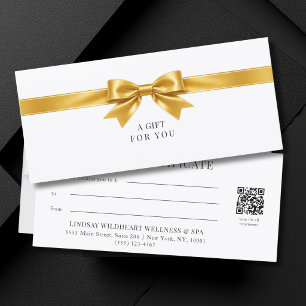 Elegant White Bow QR Code Gift Certificate