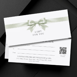 Elegant White Bow QR Code Gift Certificate