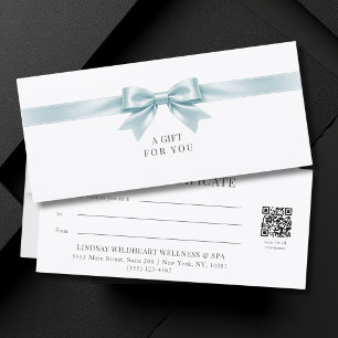 Elegant White Bow QR Code Gift Certificate