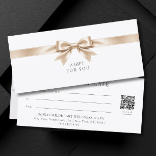 Elegant White Bow QR Code Gift Certificate