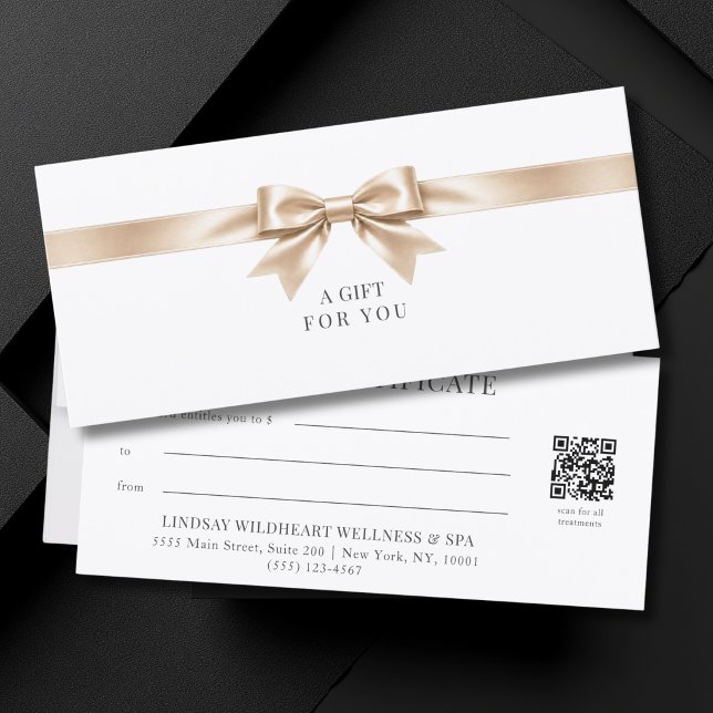 Elegant White Bow QR Code Gift Certificate (Elegant White Bow QR Code Gift Certificate)