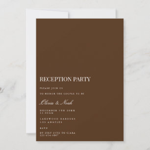 Elegant White & Brown Reception Invitation Card