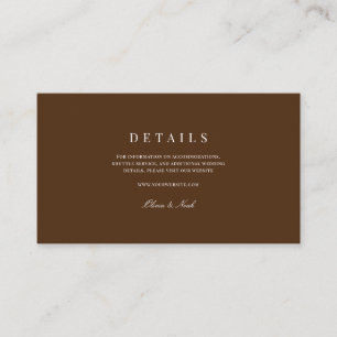 Elegant White & Brown Wedding Details Enclosure Card