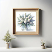 Elegant White Buddleia Floral Bouquet Art Pattern